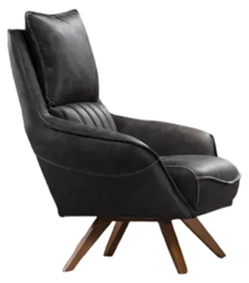 Produktbild von Stilvoller Schwarzer Ledersessel Designer Polstersessel Einsitzer