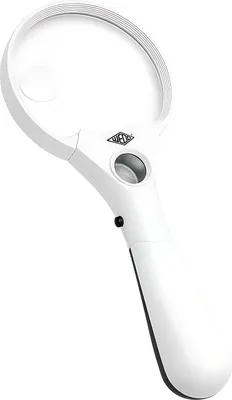 Zdjęcie produktu dla WEDO profesjonalna lupa okrągła z uchwytem 3LEDs podświetlana biała czarna 9 cm