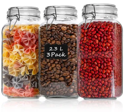Vorratsgläser 2,3 L, 3er-Set, quadratisch, luftdicht