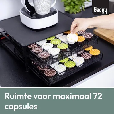 Produktbild von Kapselhalter für 72 Dolce Gusto Kapseln, 2 Schubladen, Schwarz, Metall