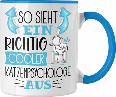 Produktbild von Trendation - Katzenpsychologe Tasse So Sieht Ein Richtig Cooler Katzenpsychologe Aus Geschenk Lustiger Spruch Geschenkidee (Blau)