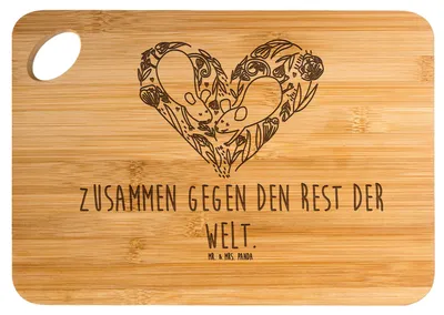Produktbild von Mr. & Mrs. Panda brotbrett Hochzeit Mäuse Herz - Transparent - Geschenk, Liebe, holzschneidebrett, Schneidebrett, Holzbrett, Freundin, Frühstücksbrett, Hochzeitskarte