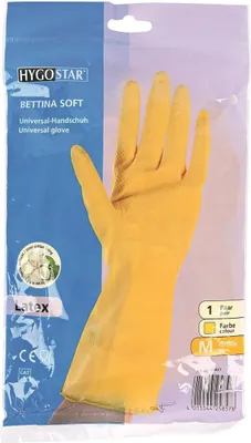 Obrázok produktu pre Hygonorm 25857 Haushaltshandschuhe Bettina Soft gelb Gr. 8/M Latex beflockt