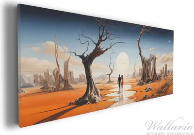 Produktbild von Wallario Premium Leinwandbild Wüstenwanderer in Größe 30 x 75 cm