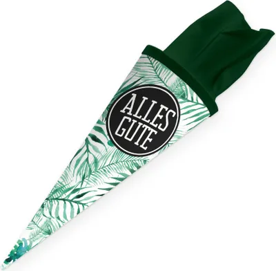 Produktbild von itenga Geschwister Schultüte 35 cm "Palmenblätter" mit Aufkleber "Alles Gute"