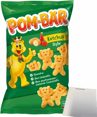Produktbild von Funny Frisch Pom-Bär Ketchup Kartoffel-Snack Glutenfrei (75g Packung) + usy Block