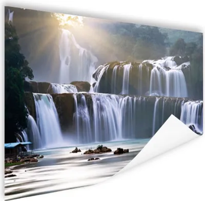 Produktbild von MuchoWow® Poster Wasserfall - Felsen - Natur 90x60 cm - Schlafzimmer
