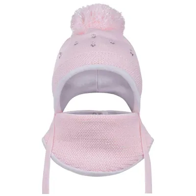 Produktbild von Baby Mädchen Winter Mütze Dreiecktuch Schal Strick Winterset 36/38 0-6 Monate, Rosa, Gr. 36/38