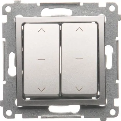 Image de Contact-Simon Simon 54 Commutateur double à trois positions 10 A 250 V, argent mat (DZW2.01/43)