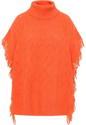 Productafbeelding van aleva Damen gebreide poncho 19025278-AL04, oranje, maat XS/S