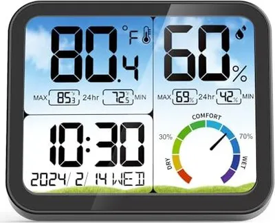 Produktbild von VOCOO Digitales Hygrometer Thermometer Innen - 5,8'' extra großer Anzeige genauem luftfeuchtigkeitsmesser raumthermometer mit Kalibrierung, Max-Min