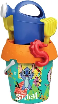 Image de Ensemble de seau de plage Stitch, 6 pièces, seau Ø env. 18 cm, avec tamis, pelle et râteau