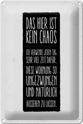 Produktbild von Blechschild Spruch Wohnung hier ist kein Chaos 20x30cm