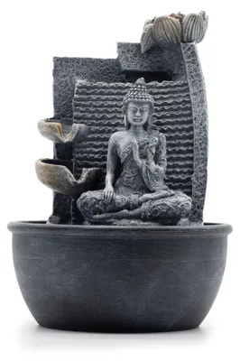 Produktbild von Tischbrunnen – 19x19x28 cm – Buddha, Wasserfall mit Lotusblume