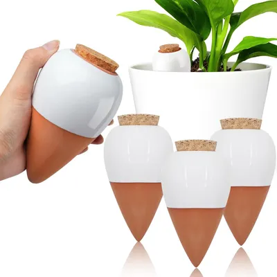 Immagine prodotto di Sfere di terracotta per irrigazione, coniche, capacità 400 ml, confezione da 4, per piante