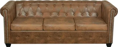 Produktbild von vidaXL Sofa 3-Sitzer Chesterfield Kunstleder Braun Robust Bequem Einfache Montage