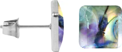 Produktbild von Chirurgenstahl Ohrstecker Perlmutt Quadrat Farbe - Perlmuttgrün
