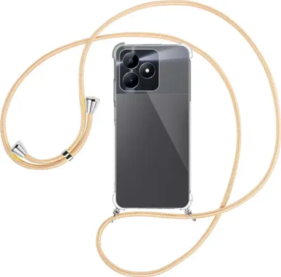 Produktbild von Handykette Backcover-Schutzhülle mit Band (Metall silberfarben) für Realme C51 (6.74'') - Goldkordel