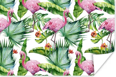 Produktbild von MuchoWow® Poster Blätter - Flamingo - Blumen - Dschungel 180x120 cm - Fotoplakat