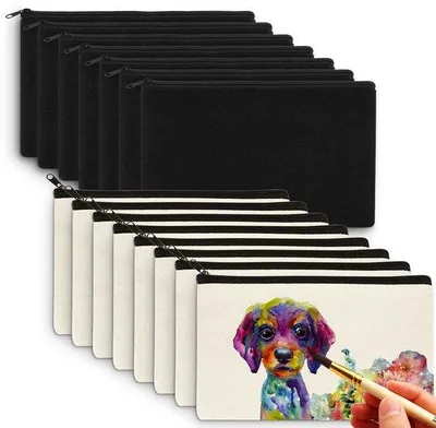 Productafbeelding van Kleine stoffentas met rits, geschikt voor knutselen, make-up of als boodschappentas