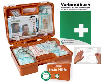 Produktbild von Erste-Hilfe-Koffer BG für Betriebe mit aktueller DIN 13157 + DIN 13164 für KFZ - MIT 90°-Arretierung zur Öffnung an der Wand "Kleiner Verbandkasten"
