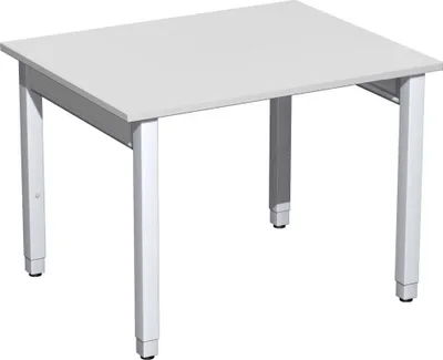 Produktbild von Gera Quadrat Pro Schreibtisch höhenverstellbar, 1000x800x680-860, Lichtgrau/Silber