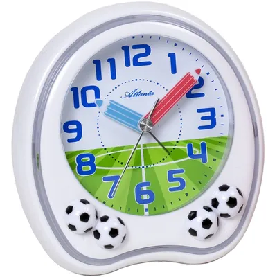 Produktbild von Atlanta 1719/0F Wecker Kinderwecker Fußball weiß Fussballwecker für Kinder