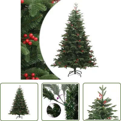 Zdjęcie produktu dla The Living Store Sztuczna składana choinka z szyszkami i jagodami 210 cm