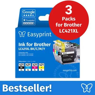 Productafbeelding van NIEUW: Easyprint Inktcartridges voor Brother LC421XL, multipack (BK/C/M/Y), 3 stuks