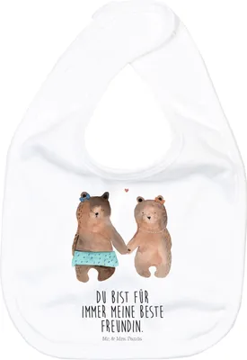 Produktbild von Mr. & Mrs. Panda Lätzchen Bär Freundin - Weiß - Geschenk, Sabberlätzchen, Für Babys, Teddy, Schlabberlatz, Babylätzchen, Baumwoll