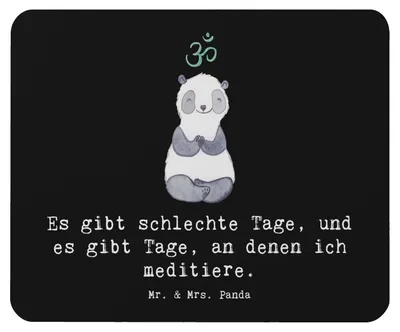 Produktbild von Mr. & Mrs. Panda Mouse Pad Panda Meditieren - Schwarz - Geschenk, mousematte, Meditationskurs, mauspad pc, Meditation, Mousepad