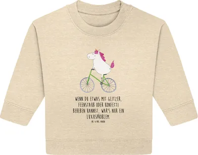 Produktbild von Mr. & Mrs. Panda Organic Baby Pullover Einhorn Radfahrer 12. - 18. Monat - Natural Raw - Geschenk, Einhörner, Rad, Bike, Bullover, Konfetti, Unicorn, Radfahren