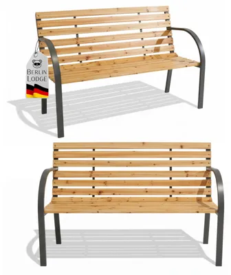 Produktbild von Gartenbank SANTORINI aus Holz & Metall | 2-Sitzer | wetterfest, rustikal & massiv | HxBxT 82x120x58cm | Natur | Balkonbank, Holzbank, Wintergarten Gartenmöbel, Sitzbank, Parkbank, Outdoor, Garten Balkon & Terrasse