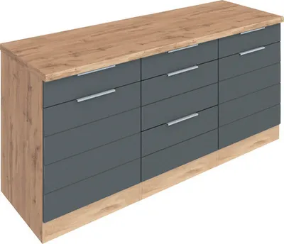 Produktbild von Held Möbel Auszugunterschrank Florenz BxTxH 180 x 60 x 82 cm grau matt zerlegt Anschlag reversibel 467.1.6293
