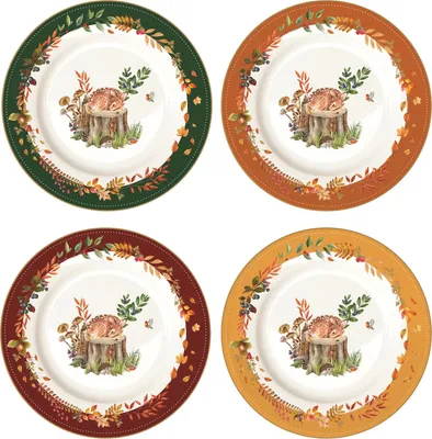 Produktbild von 4er Set Kuchenteller Forest Dream mit Reh D. 19cm aus Porzellan in GB Easy Life