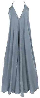 Produktbild von Luftiges Maxikleid, Boho Sommerkleid, Natürliches Baumwollkleid - Taubenblau, Damen, Grau, Baumwolle, Kleider