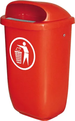 Produktbild von Abfallbehälter für den Außenbereich, 50 Liter, nach DIN 30713, Farbe: rot