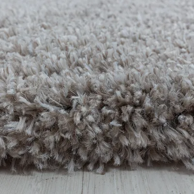 Produktbild von Villa Möbel Fluina Wohnzimmer-Teppich, Hochflor-Teppich, Shaggy, Einfarbig, Farbe:Beige, Grösse:80 cm Rund