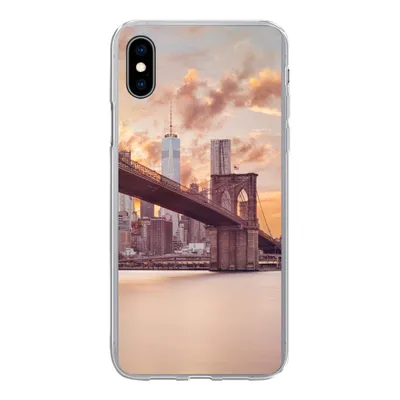 Produktbild von MuchoWow® Handyhülle Schutzhülle Hülle für iPhone Xs Brooklyn Bridge und die New Yorker Skyline bei Sonnenuntergang Silikon Softcase Handy Hülle - Handytasche