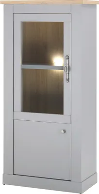 Produktbild von Wohn-/Esszimmer Vitrine mit LED Beleuchtung in grau mit Artisan Eiche Nb. CHATHAM-61, B/H/T ca. 68/142/37 cm