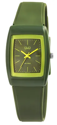 Produktbild von Q&Q Damenuhr mit Kunststoffarmband in grün, 10 Bar wasserdicht