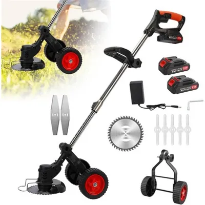 Produktbild von Akku-Rasentrimmer, Elektrischer Rasenschneider mit 2 Batterie und Ladegerät, 90° Trimmwinkel, Teleskop-Stiel & Zusatzhandgriff