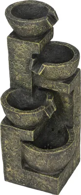 Produktbild von Gartenbrunnen Wasserbrunnen Brunnen, verstellbare Geschwindigkeit, 25 x 24 x 60 cm, Schwarz