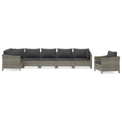 Produktbild von vidaXL 7-tlg. Garten-Lounge-Set mit Kissen Grau Poly Rattan