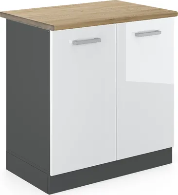 Produktbild von Spülenunterschrank Vicco R-Line Weiß Hochglanz 80 cm , AP Eiche, Model 45901
