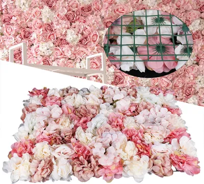 Image de 6 pièces mur de roses artificielles 40*60cm colonne de fleurs en soie mur de fleurs artificielles pour pelouse bricolage mariage anniversaire fête de fin d'année accessoires de rue décoration de fond