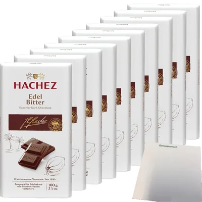 Produktbild von Hachez Edel Bitter Schokolade VPE (10x100g Tafel) + usy Block