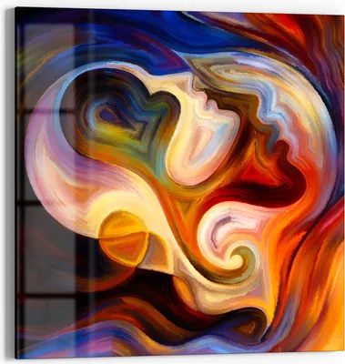 Produktbild von DEQORI Glasbild Echtglas 30x30 cm 'Weibliche Silhouette' Wandbild Bild modern Deko