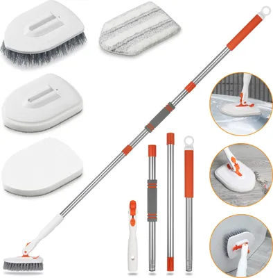 Produktbild von Mop Mop s rukojetí, kartáčem se štětinami 3 v 1, podložkou z drhnoucí tkaniny a podložkou z mikrovlákna, čisticí kartáč 133 cm