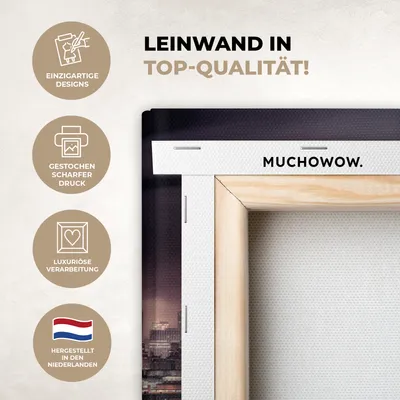 Produktbild von MuchoWow® - Leinwandbilder - New York - Sturm - Skyline, Wandbild, Wanddeko Bilder Wohnzimmer, 90x60 cm